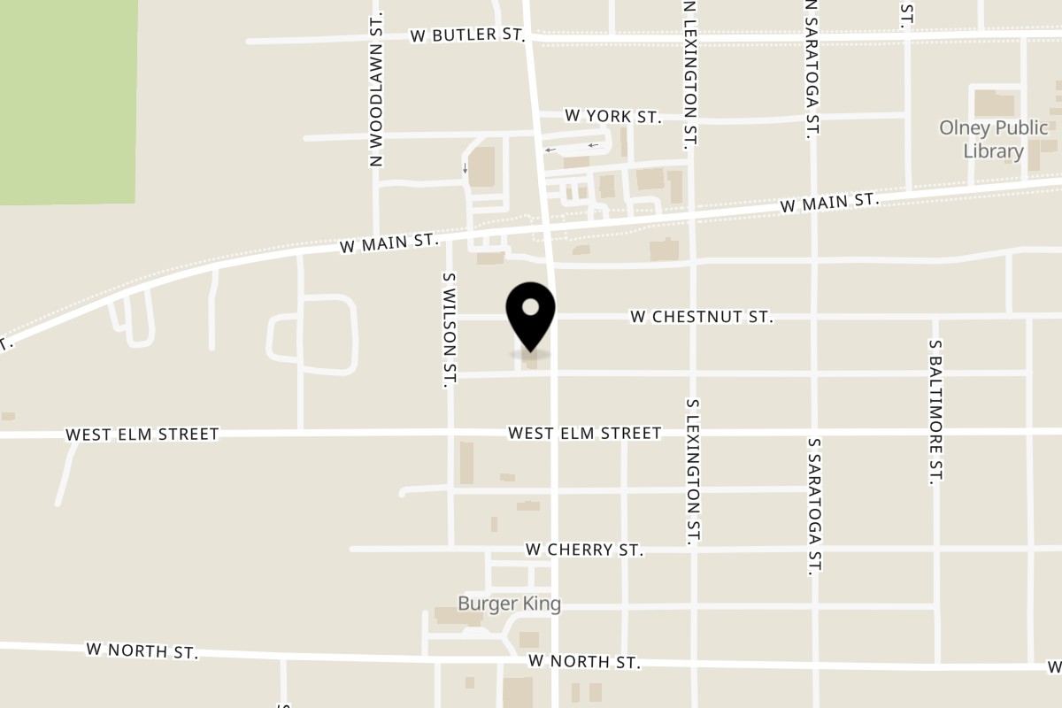 Map showing the location of Mis Tres Potrillos Olney on 211 S West St in Olney